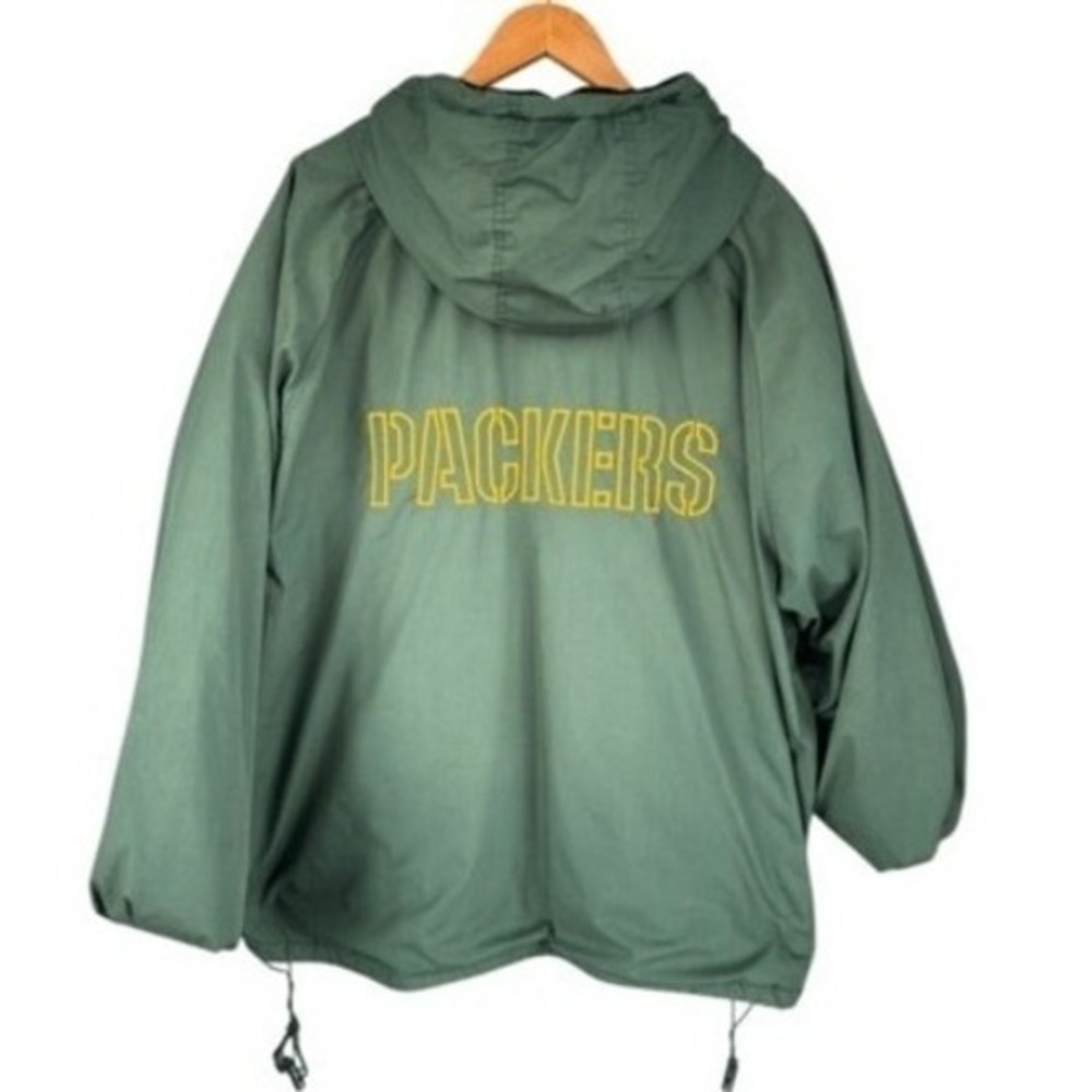 90s VTG Game Day‎ NFL Green Day Packers Jacket Hooded Coat XXL